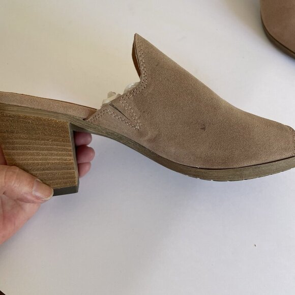 Mariella Sandals Mules Heels Tan Suede Open-Toe Made in Italy Womens Size 8 - Picture 11 of 14